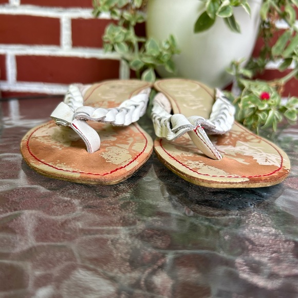 Replay | white braided leather heeled flip flop sandals | size 6.5 - Picture 3 of 7